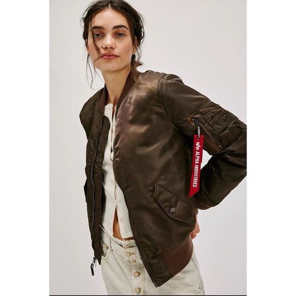 New Alpha Industries MA-1 Reversible Bomber Jacket Brown Womens Small - Picture 1 of 12